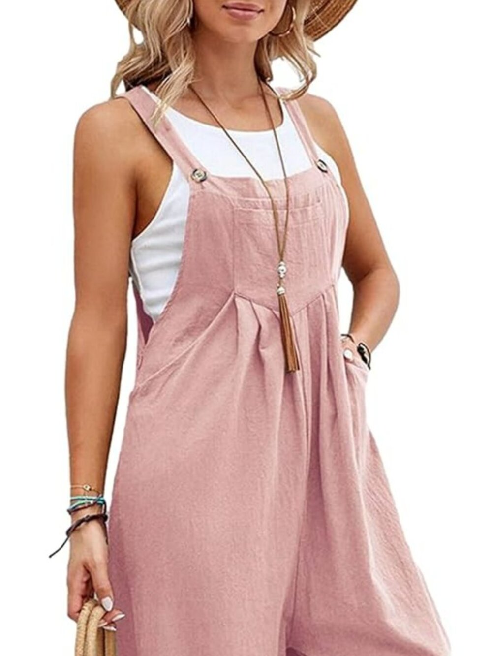 Chic: Women’s Wide-Leg Jumpsuit Casual Loose Fit Palazzo Romper 4 Summer -Large - Picture 2 of 4